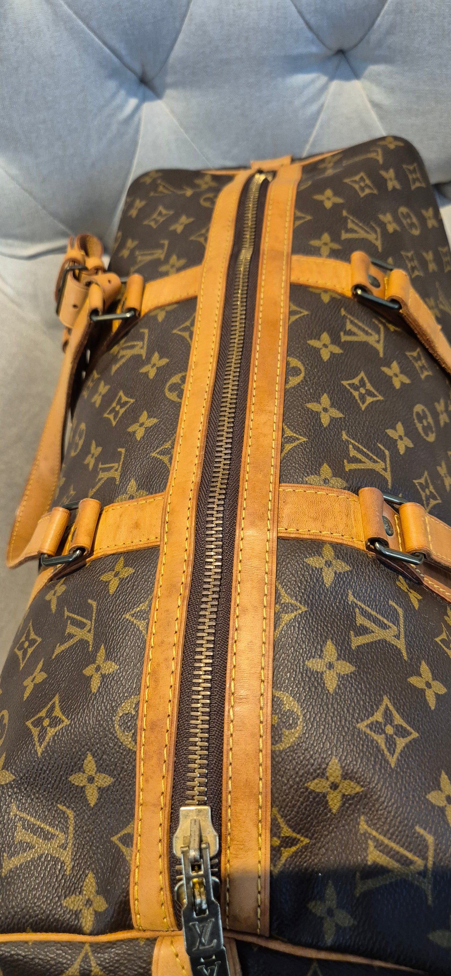 Louis Vuitton Sac Souple 45 Duffle Bag, Brown Canvas Leather Monogram