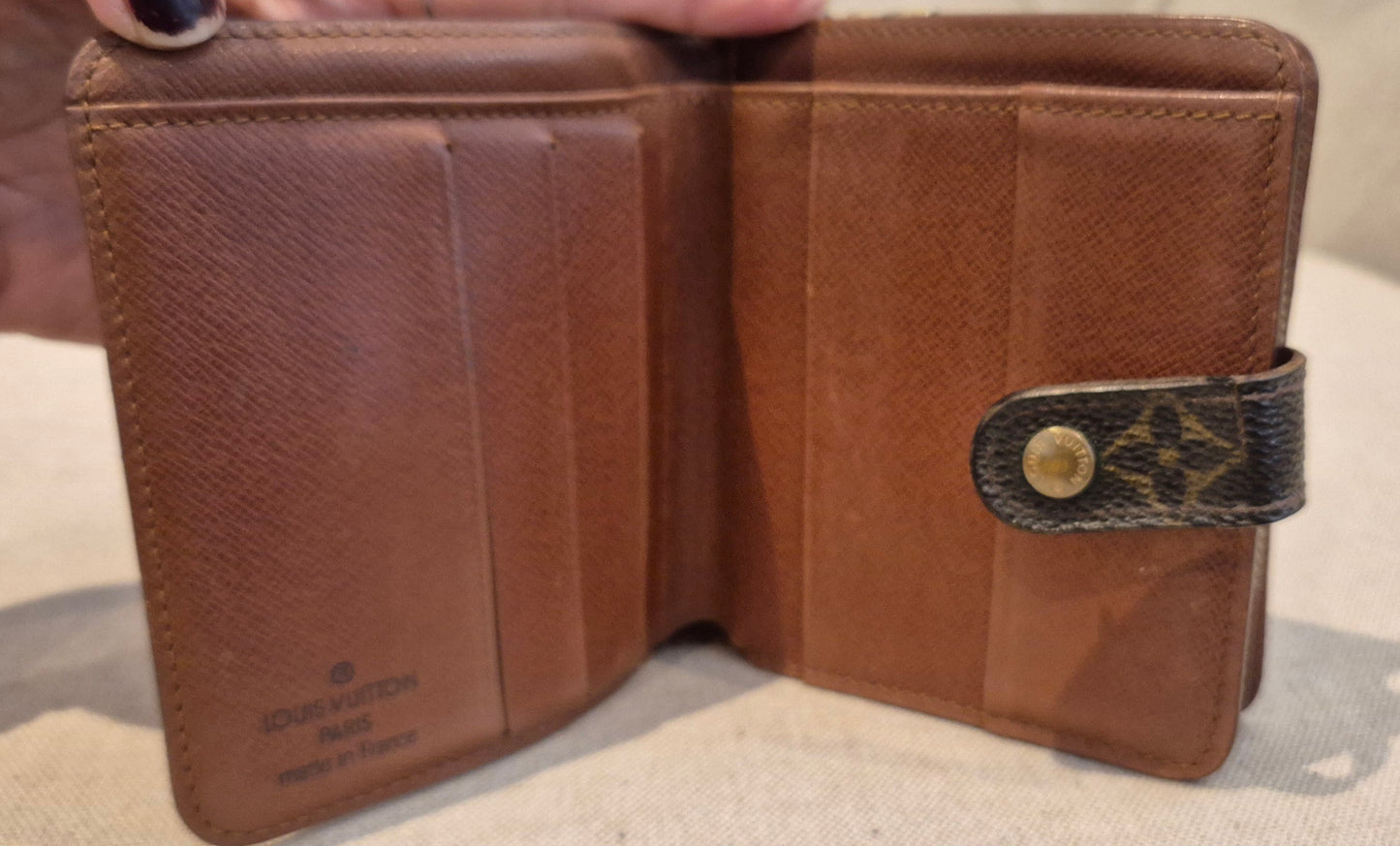 Louis Vuitton Compact Bi-fold Snap Button Monogram Wallet Brown