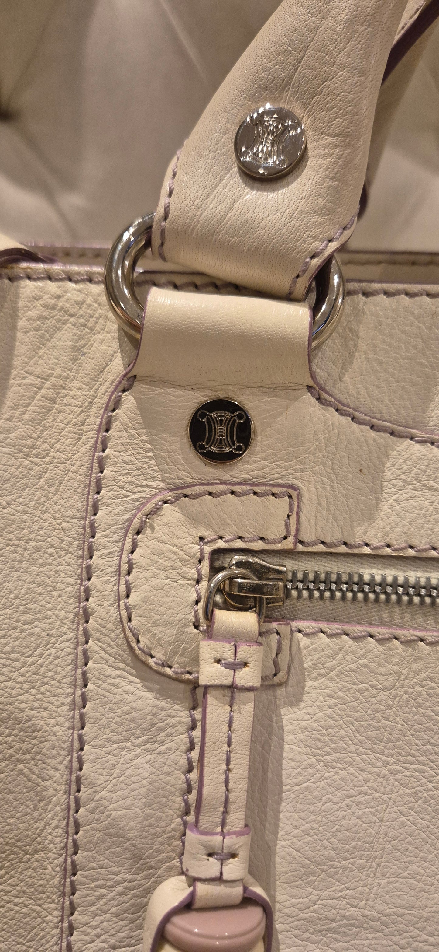Celine White Leather Boogie Tote