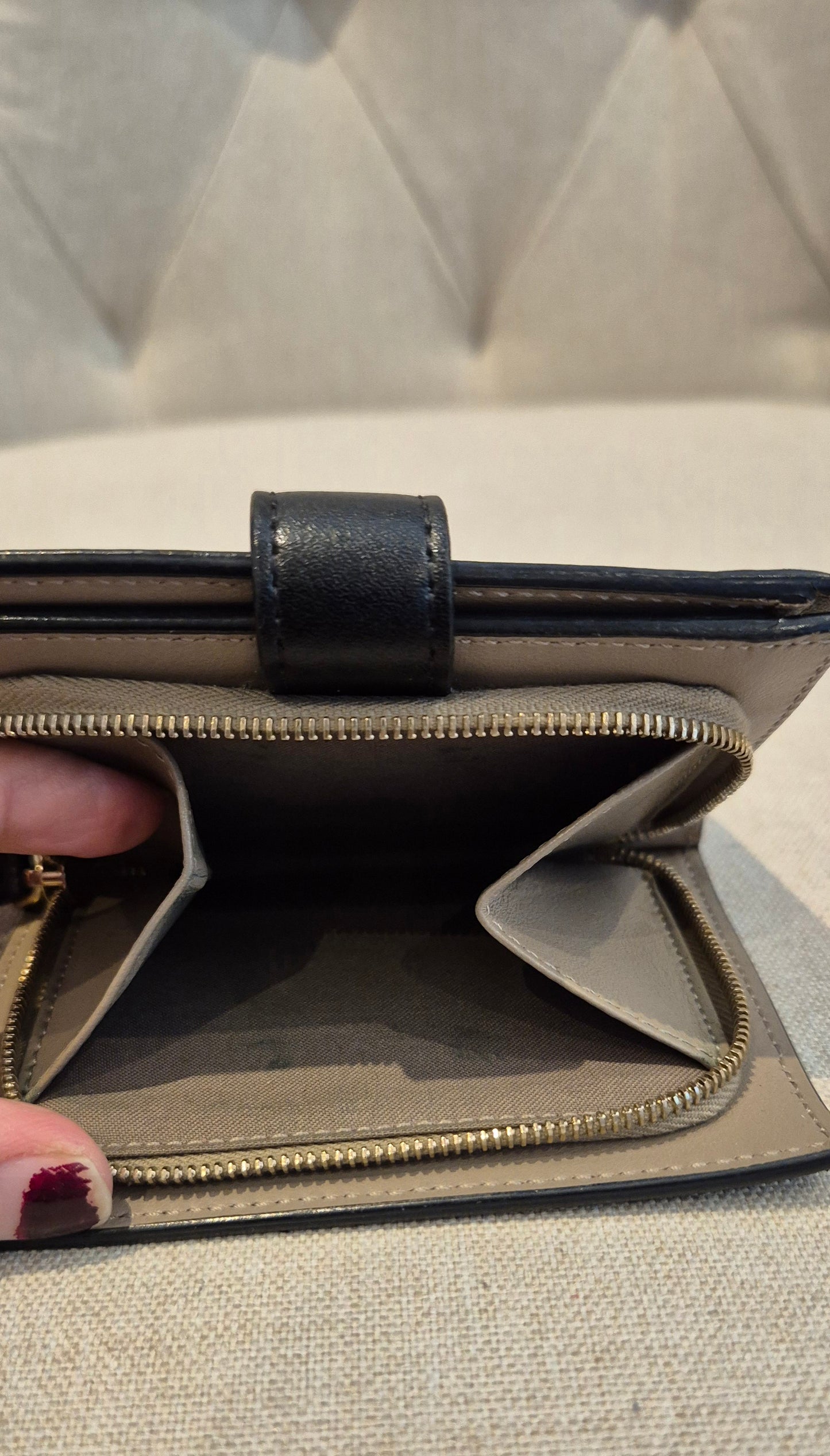 Fendi Black Leather Accordion Stud Wallet Leather