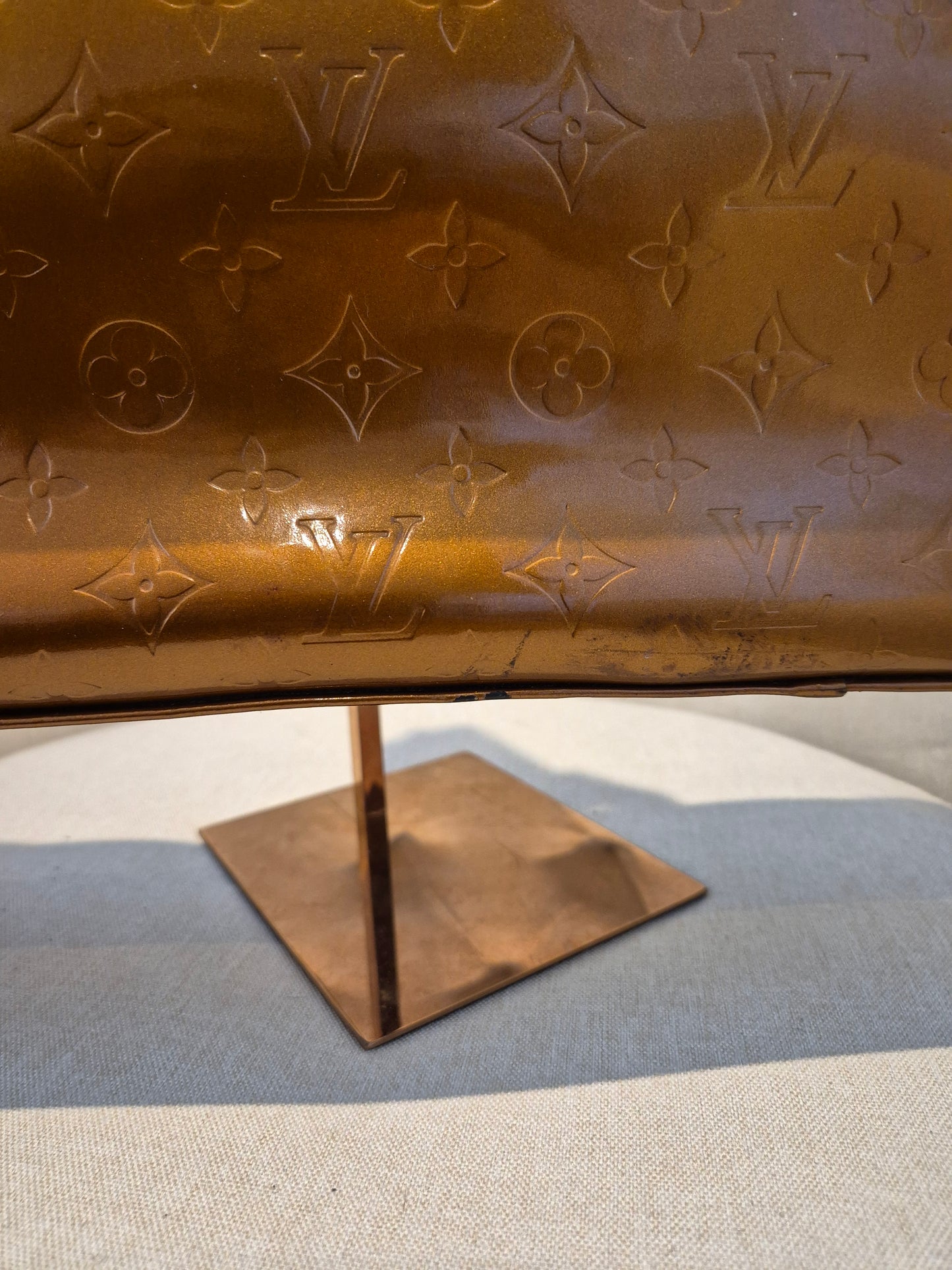 Louis Vuitton Monogram Vernis Columbus Copper Zip Tote Luxury Designer Zip Bag