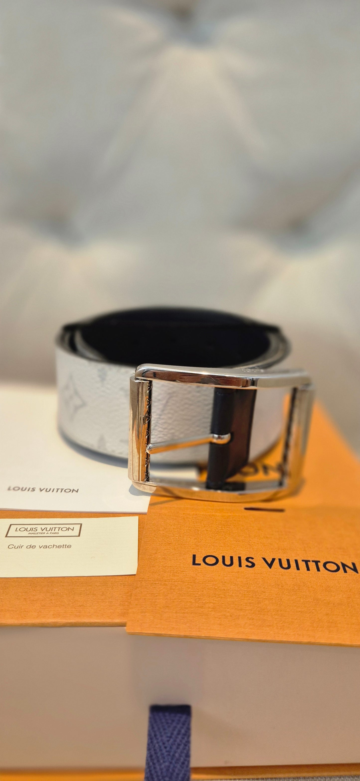 Louis Vuitton Monogram Santur Verso Belt White