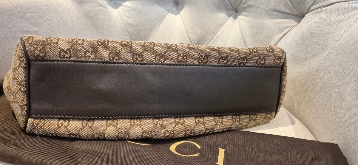 Gucci Sukey Medium GG Monogram Canvas Tote Bag – Dark Brown Trim Excellent Condition