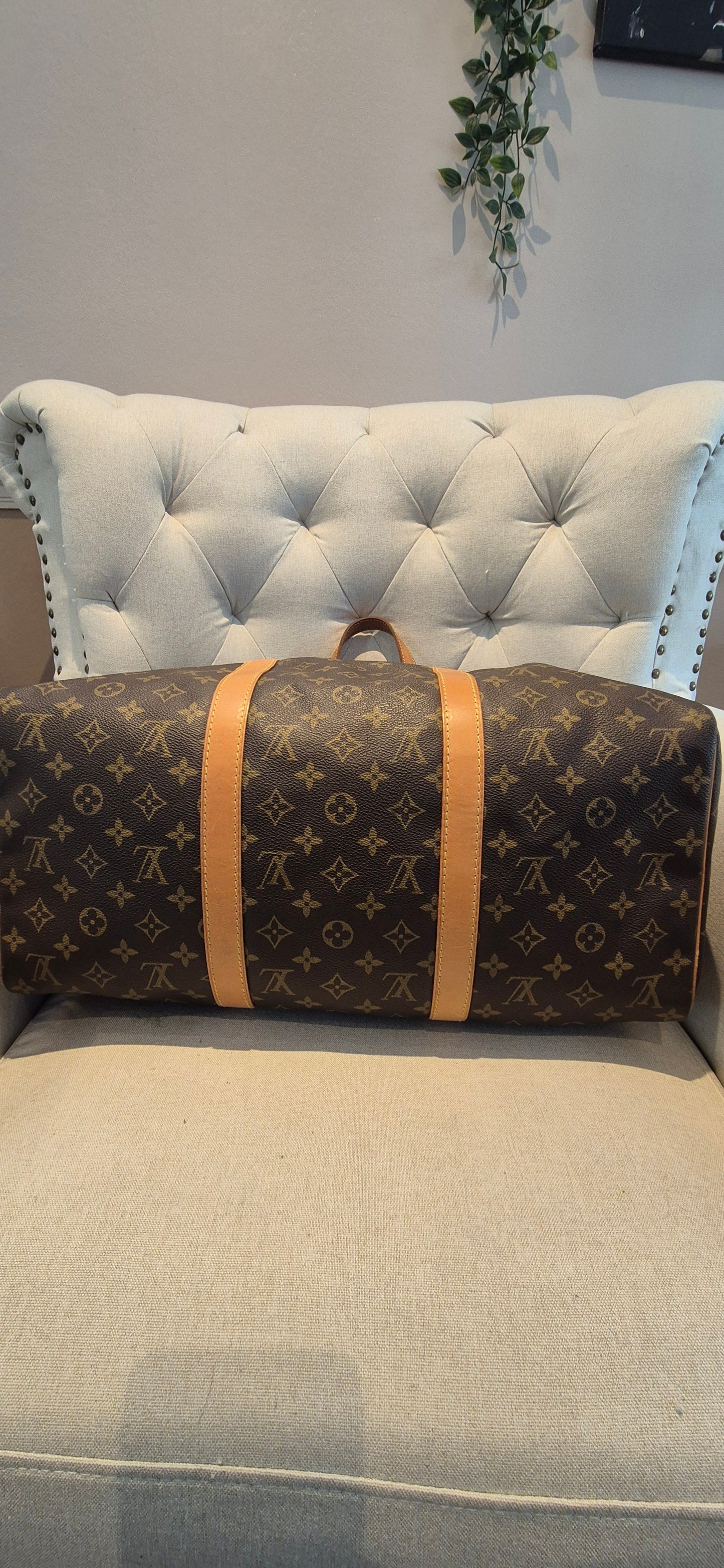 Louis Vuitton Sac Souple 45 Duffle Bag, Brown Canvas Leather Monogram