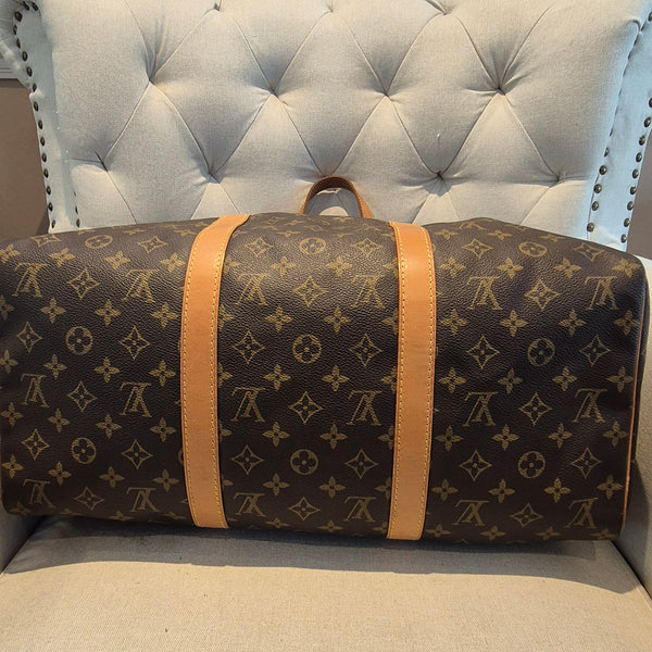 Louis Vuitton Sac Souple 45 Duffle Bag, Brown Canvas Leather Monogram