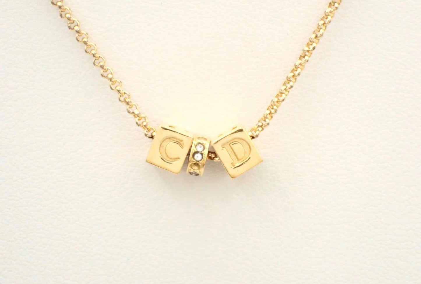 Christian Dior CD Cube Charms Pendant Necklace