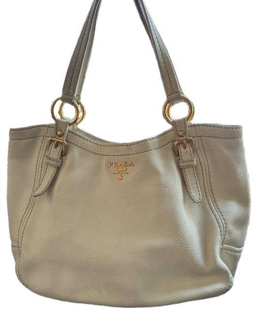 PRADA Vitello Daino Leather Shoulder Tote Bag