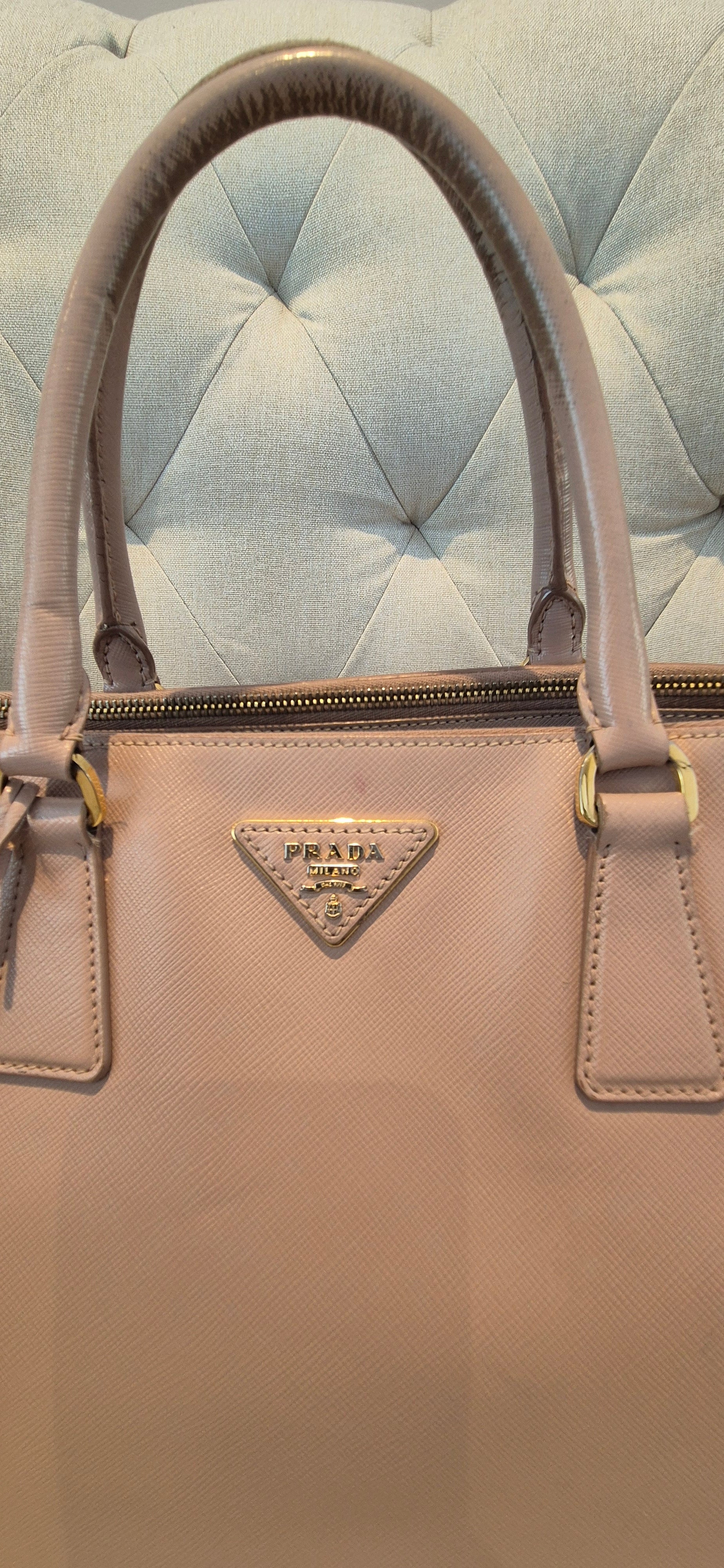 Prada Galleria Saffiano Top Handle Bag In Salmon Pink Saffiano Leather