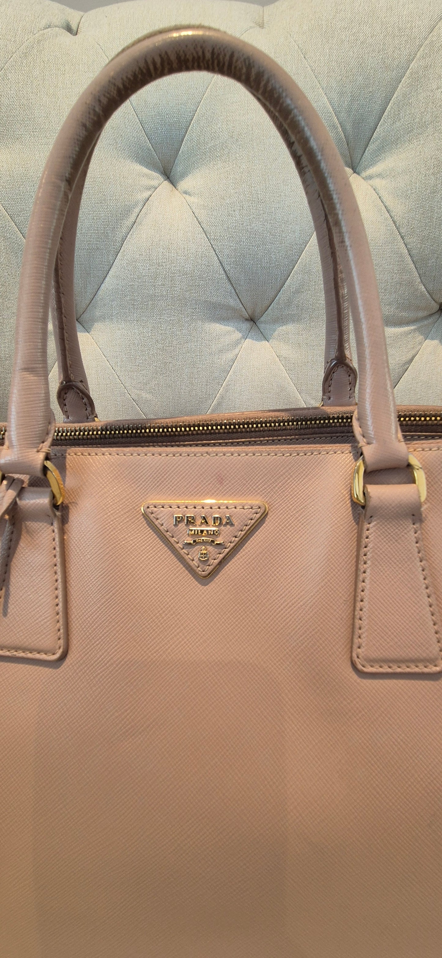 Prada Galleria Saffiano Top Handle Bag In Salmon Pink Saffiano Leather