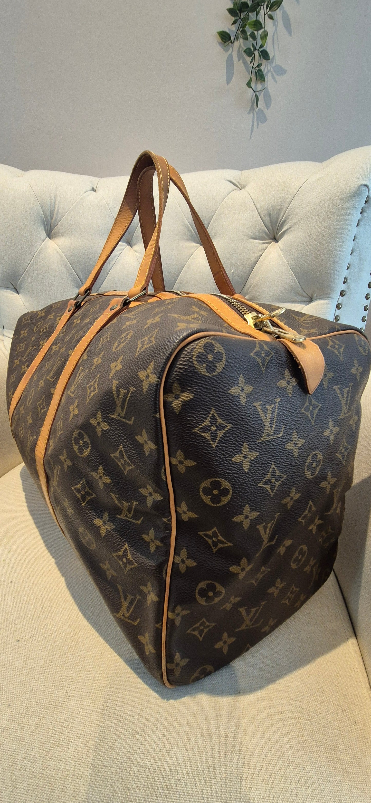 Louis Vuitton Sac Souple 45 Duffle Bag, Brown Canvas Leather Monogram