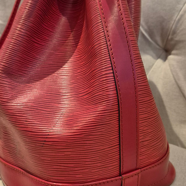 Louis Vuitton Noe Bucket & Drawstring Bag Red Leather epi