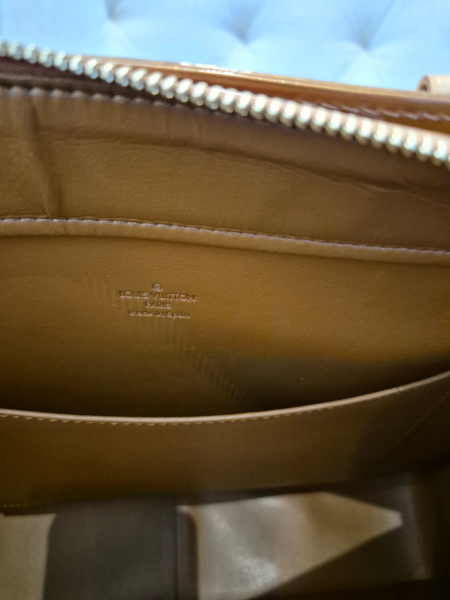 Louis Vuitton Monogram Vernis Columbus Copper Zip Tote Luxury Designer Zip Bag