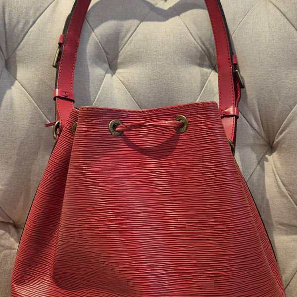 Louis Vuitton Noe Bucket & Drawstring Bag Red Leather epi