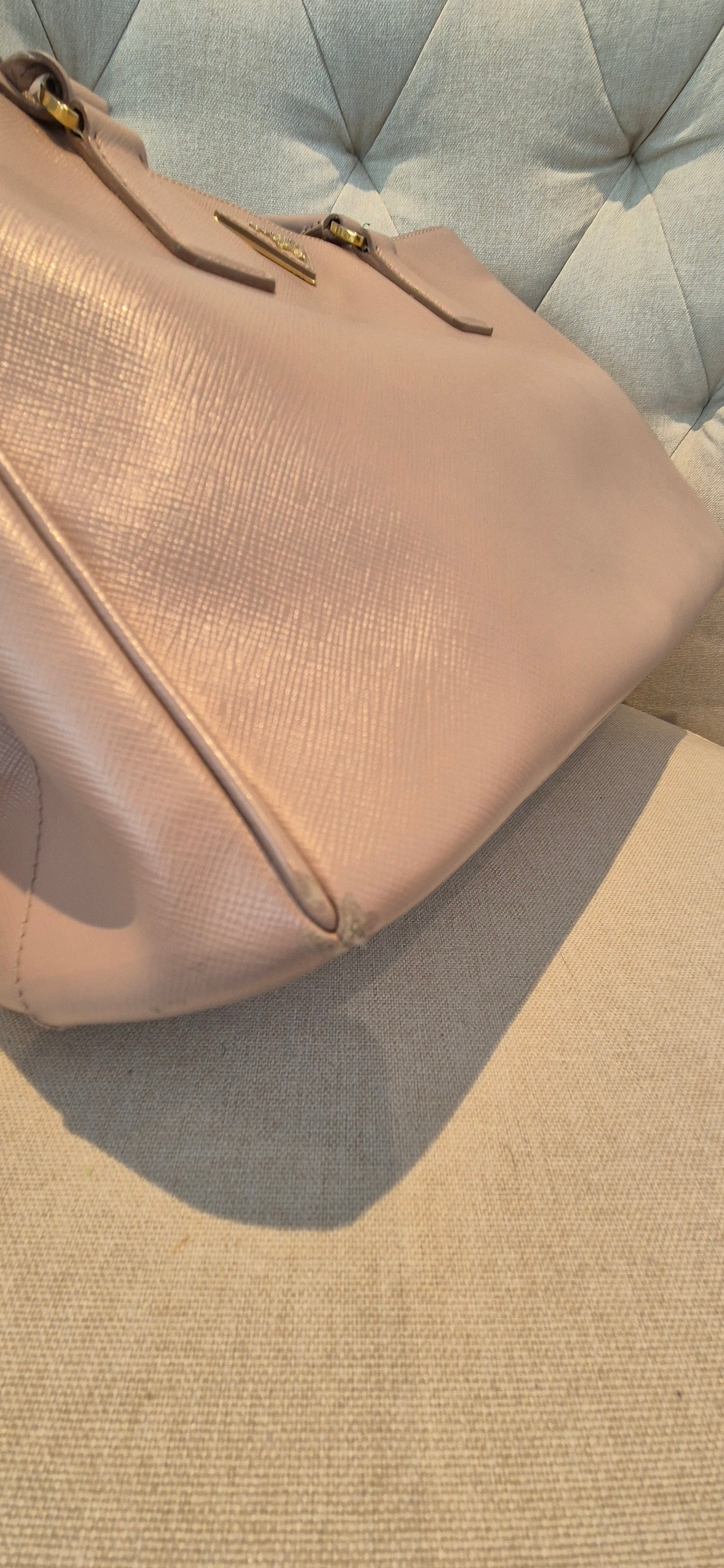 Prada Galleria Saffiano Top Handle Bag In Salmon Pink Saffiano Leather