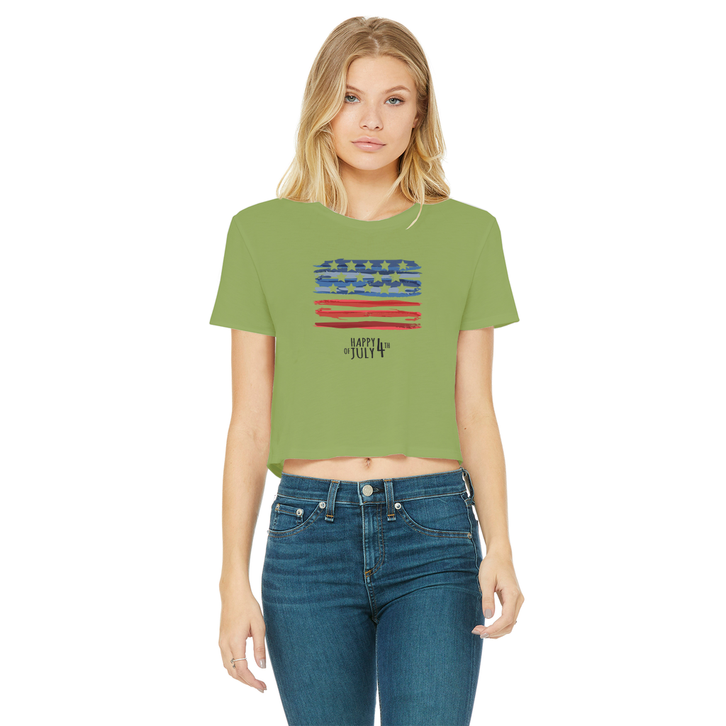 4th of July Classic Women's Cropped Raw Edge T-Shirt