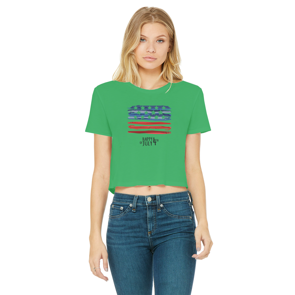 4th of July Classic Women's Cropped Raw Edge T-Shirt