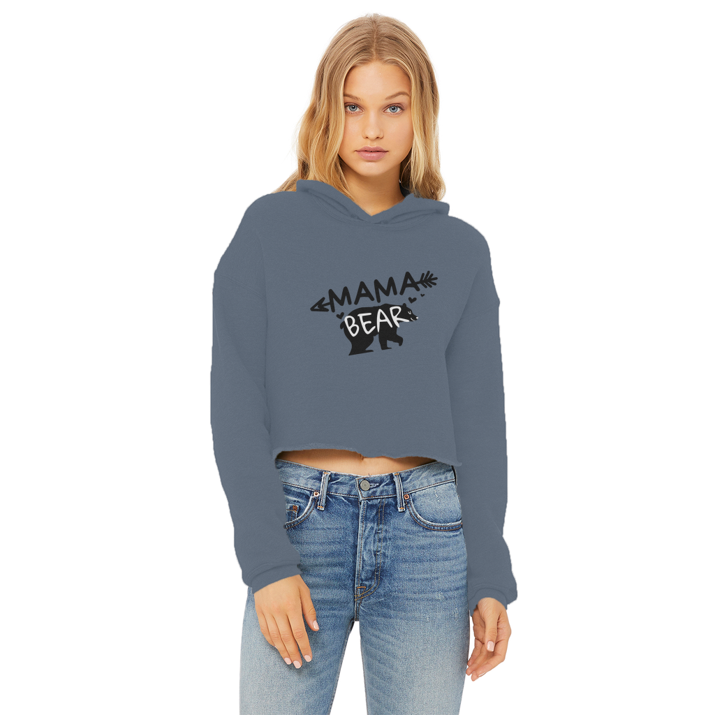 BEAR-3 Ladies Cropped Raw Edge Hoodie