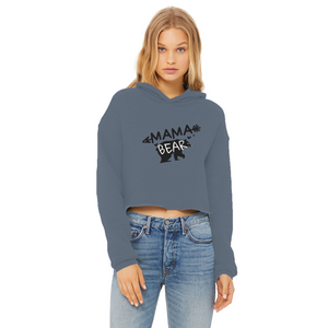 BEAR-3 Ladies Cropped Raw Edge Hoodie