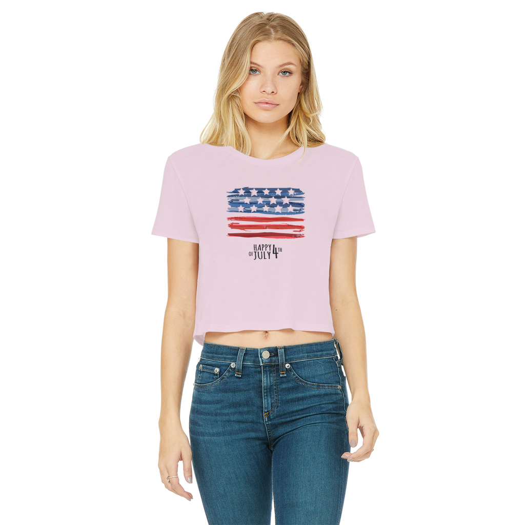 4th of July Classic Women's Cropped Raw Edge T-Shirt