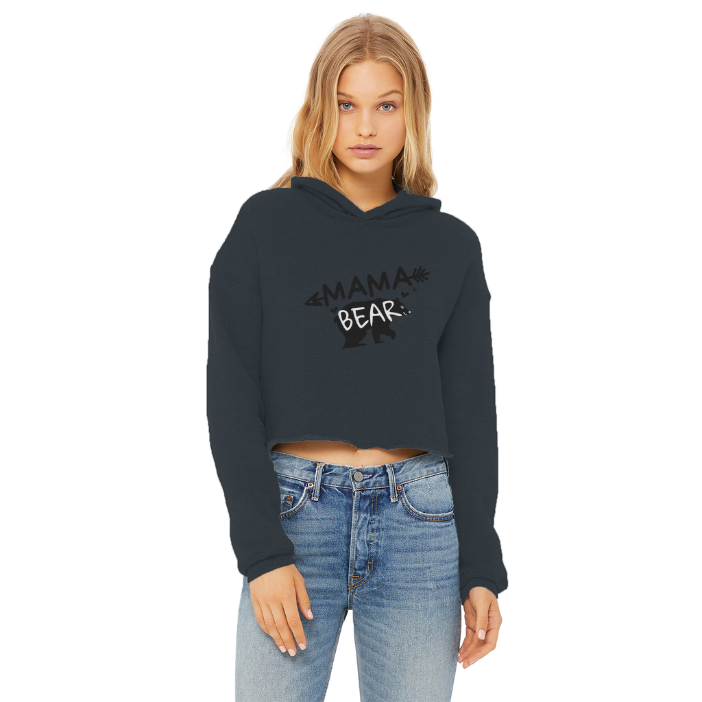 BEAR-3 Ladies Cropped Raw Edge Hoodie