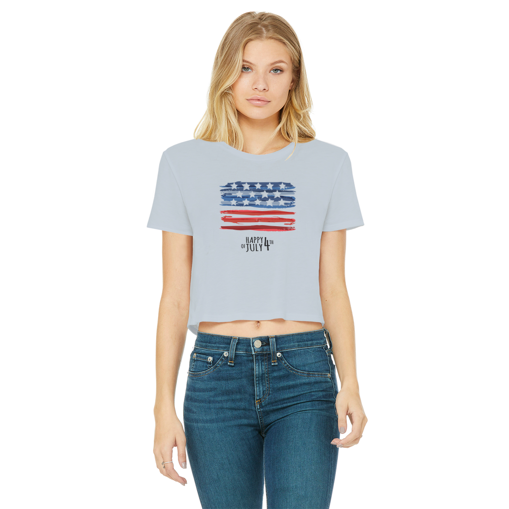 4th of July Classic Women's Cropped Raw Edge T-Shirt