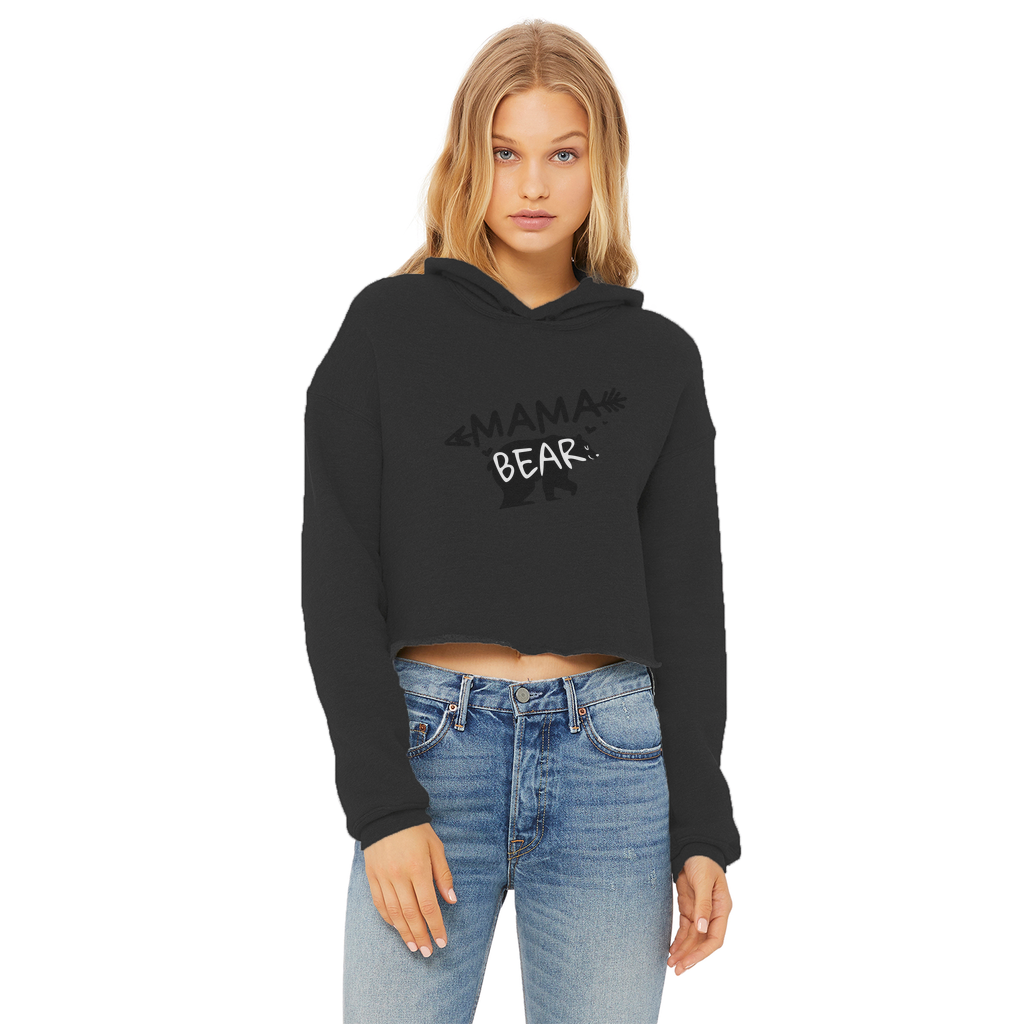 BEAR-3 Ladies Cropped Raw Edge Hoodie