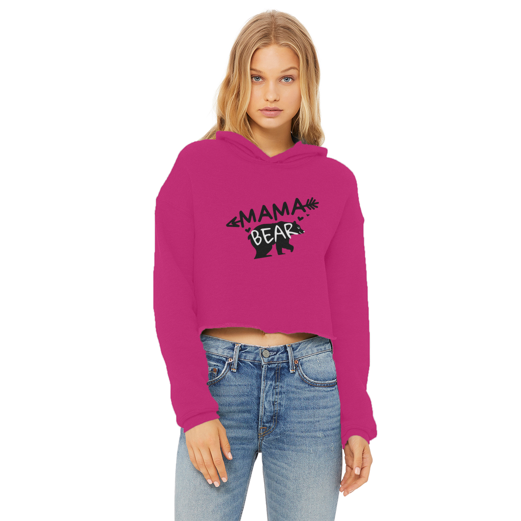 BEAR-3 Ladies Cropped Raw Edge Hoodie