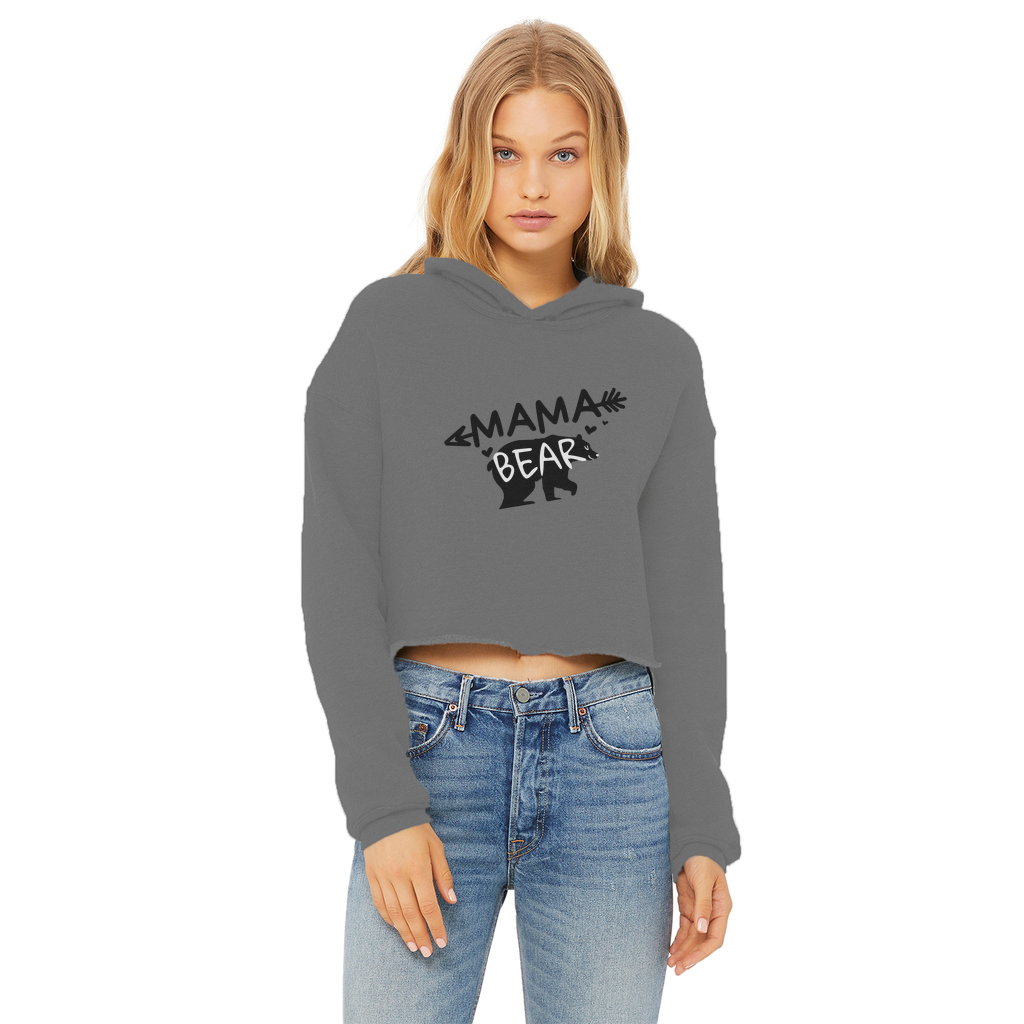 BEAR-3 Ladies Cropped Raw Edge Hoodie