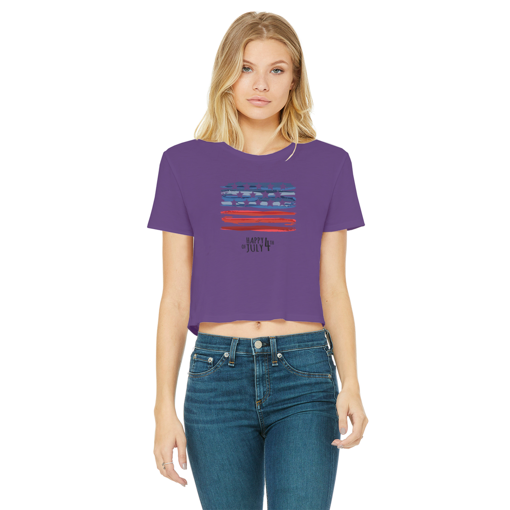 4th of July Classic Women's Cropped Raw Edge T-Shirt