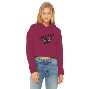 BEAR-3 Ladies Cropped Raw Edge Hoodie