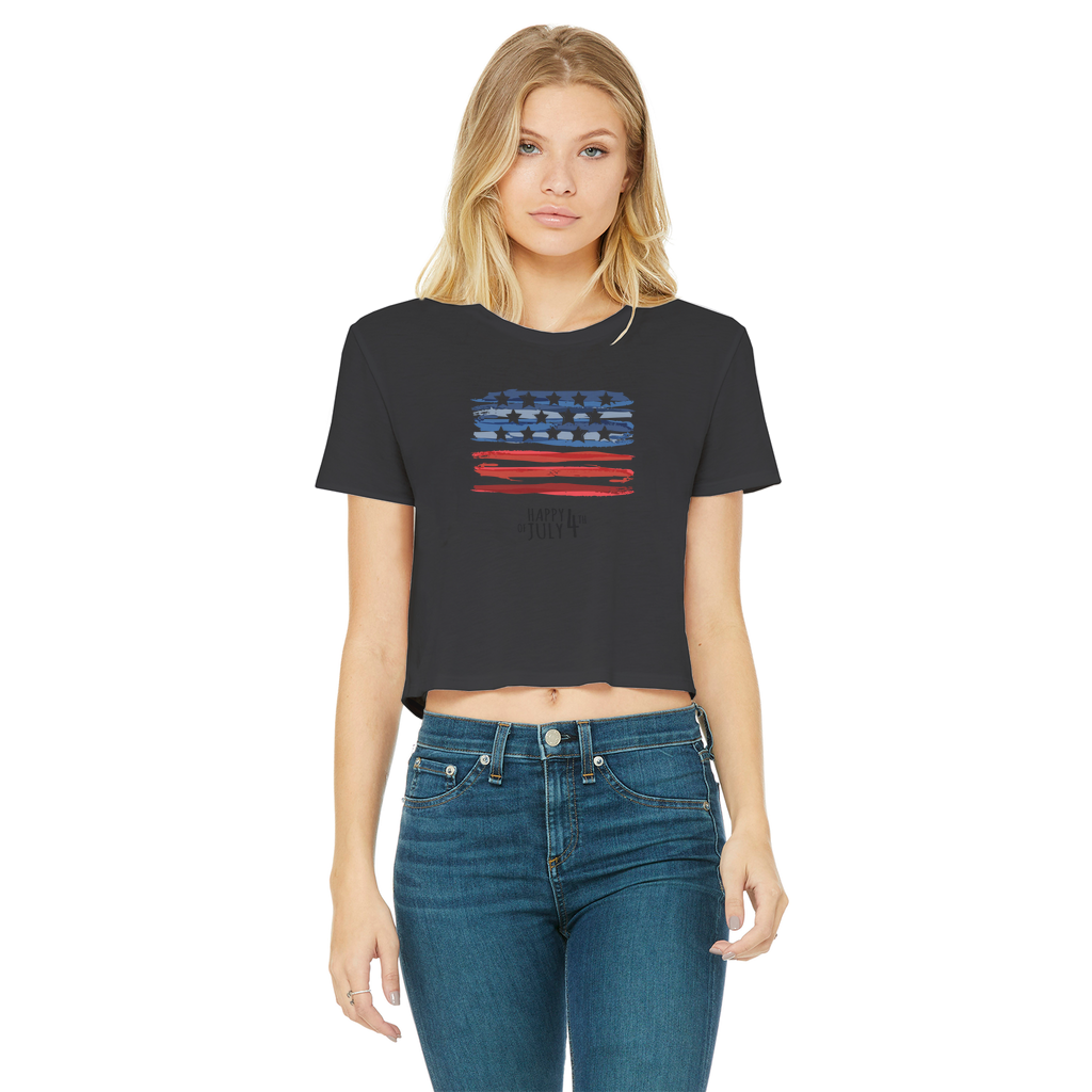 4th of July Classic Women's Cropped Raw Edge T-Shirt