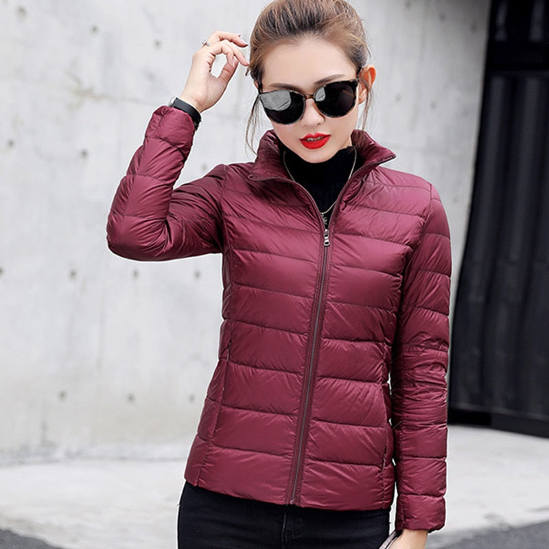 7XL Women 90% White Duck Down Coats 4XL 5XL Women's Ultra Light Duck Down Jackets Autumn Winter Warm Stand collar Hiking Coats