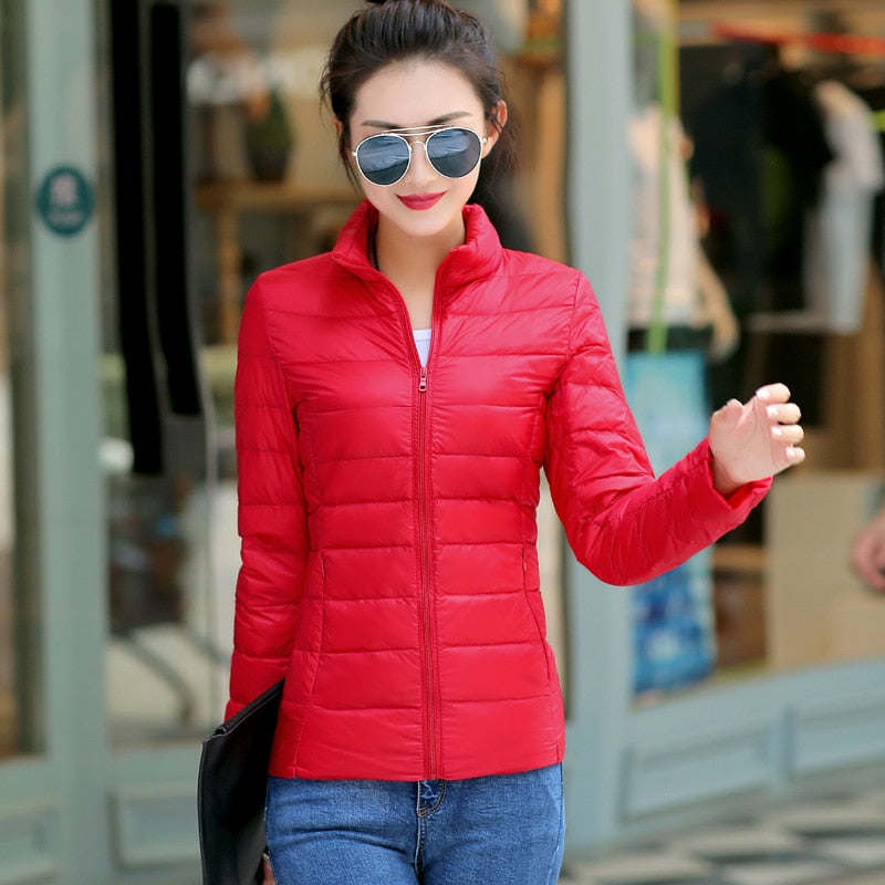 7XL Women 90% White Duck Down Coats 4XL 5XL Women's Ultra Light Duck Down Jackets Autumn Winter Warm Stand collar Hiking Coats