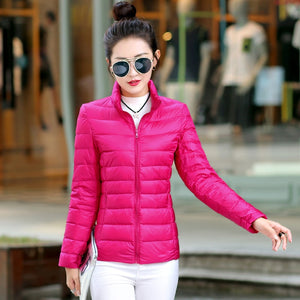 7XL Women 90% White Duck Down Coats 4XL 5XL Women's Ultra Light Duck Down Jackets Autumn Winter Warm Stand collar Hiking Coats