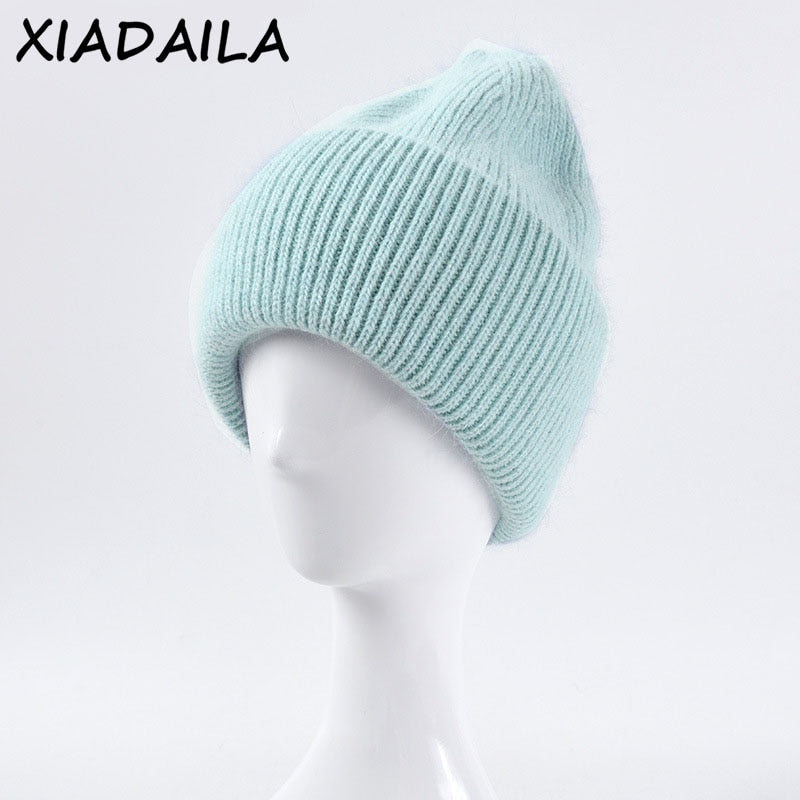 Hot Selling Winter Hat Real Rabbit Fur Winter Hats For Women Fashion Warm Beanie Hats Women Solid Adult Cover Head Cap