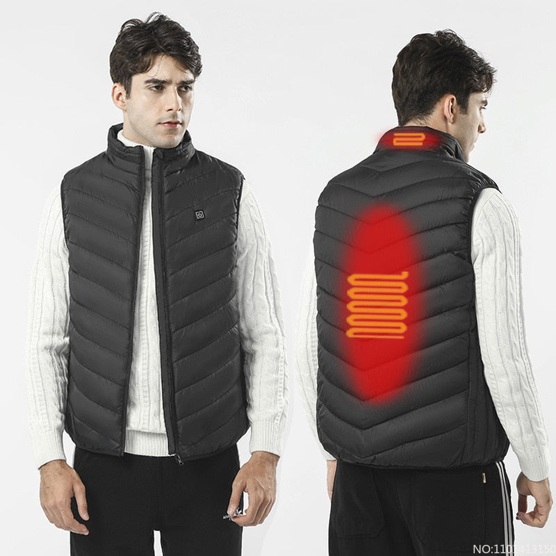 17PCS Heated Jacket Fashion Men Women Coat Intelligent USB Electric Heating Thermal Warm Clothes Winter Heated Vest Plussize