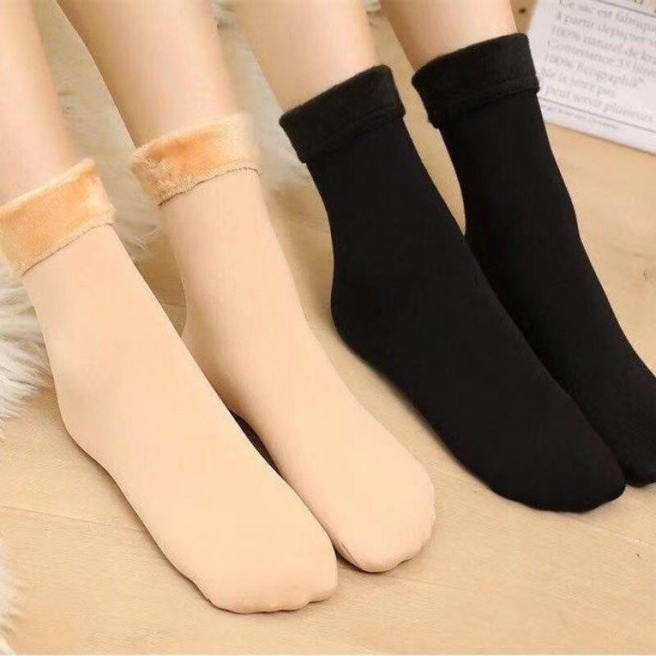 New Velvet Women Winter Warm Thicken Thermal Socks Soft Casual Solid Color Sock Wool Cashmere Home Snow Boots Floor Sock 1Pairs