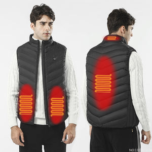 17PCS Heated Jacket Fashion Men Women Coat Intelligent USB Electric Heating Thermal Warm Clothes Winter Heated Vest Plussize