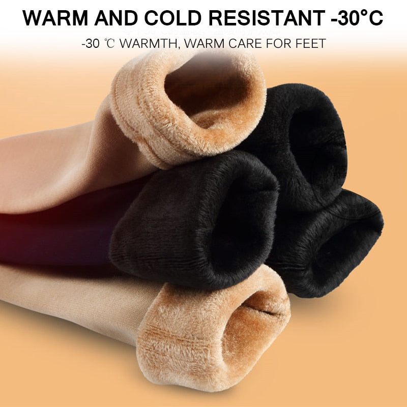 New Velvet Women Winter Warm Thicken Thermal Socks Soft Casual Solid Color Sock Wool Cashmere Home Snow Boots Floor Sock 1Pairs