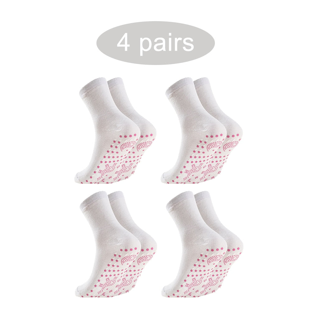 1/2/4Pair Self-heating Socks Men Women Health Warming Fever Sock Non-slip Dot Foot Massage Magnetic Therapy Relieve Tired Winter