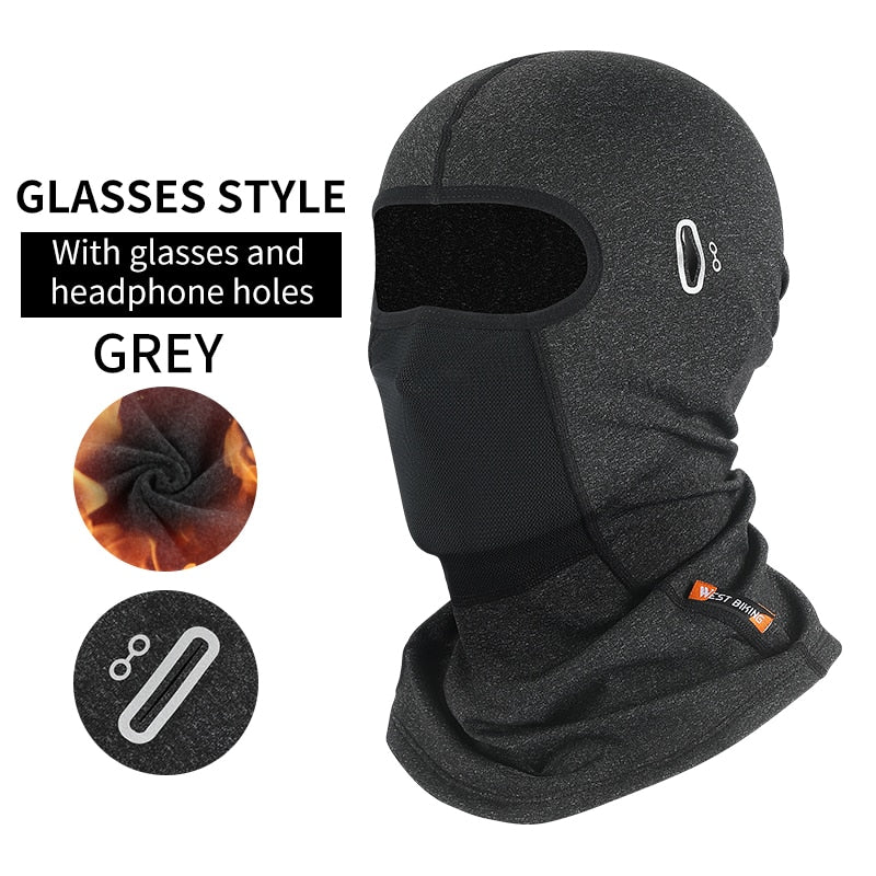 WEST BIKING Cycling Cap Winter Warm Running Scarf Balaclava Velvet Bike Full Face Cover Headwear Climbing Fishing Skating Hat