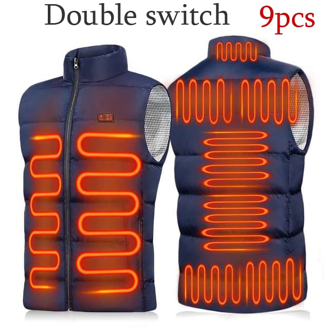 17PCS Heated Jacket Fashion Men Women Coat Intelligent USB Electric Heating Thermal Warm Clothes Winter Heated Vest Plussize