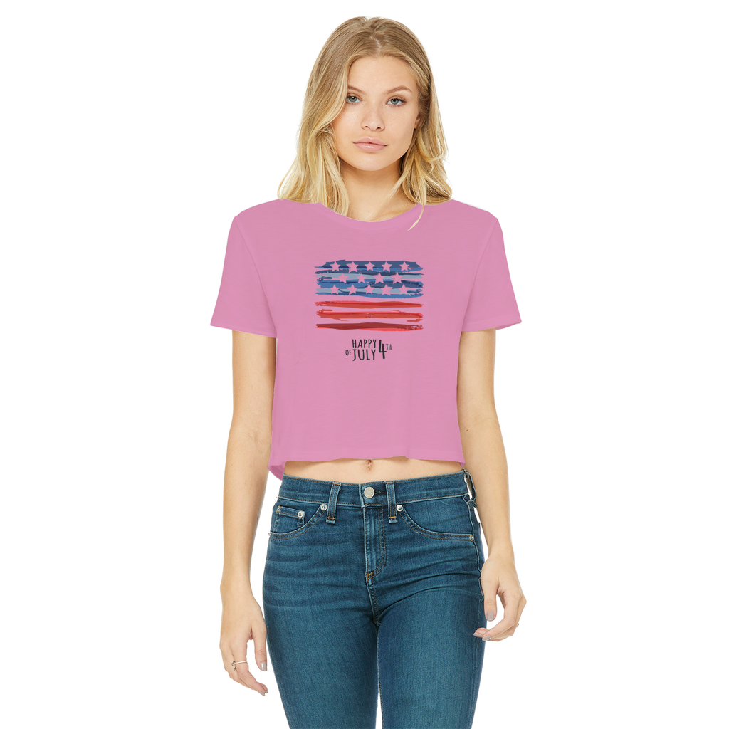 4th of July Classic Women's Cropped Raw Edge T-Shirt