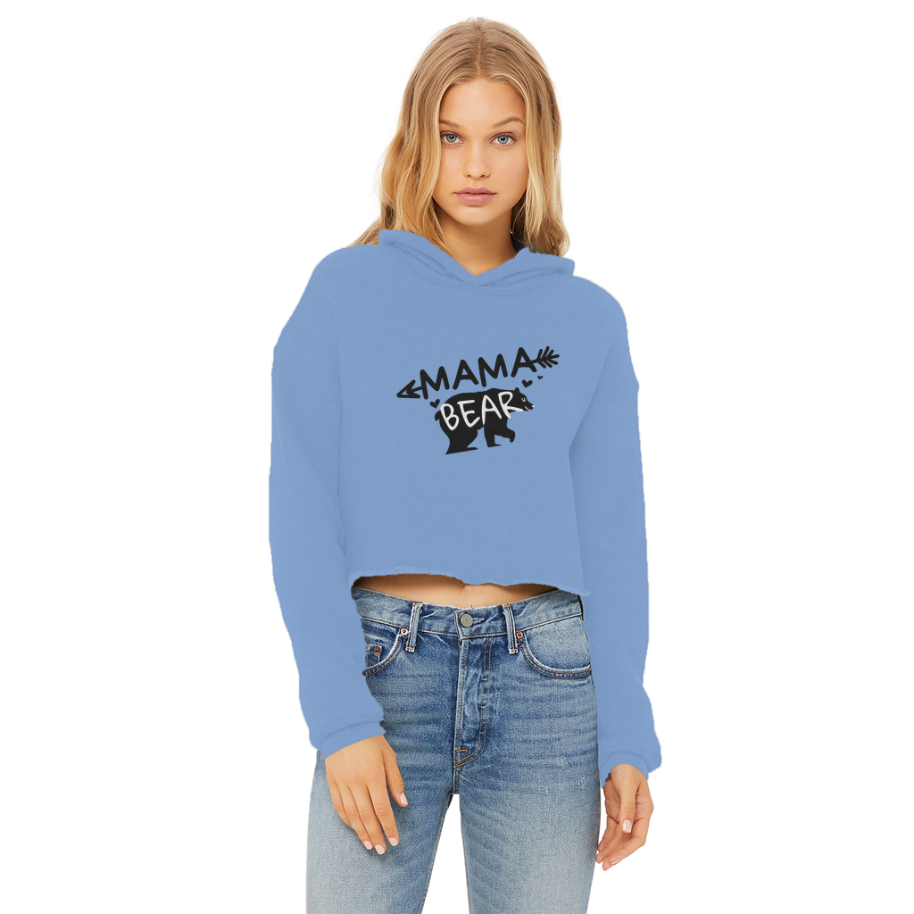BEAR-3 Ladies Cropped Raw Edge Hoodie