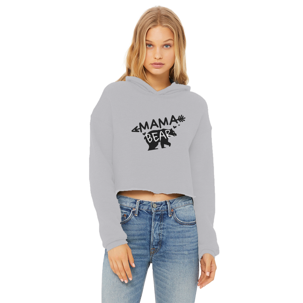BEAR-3 Ladies Cropped Raw Edge Hoodie