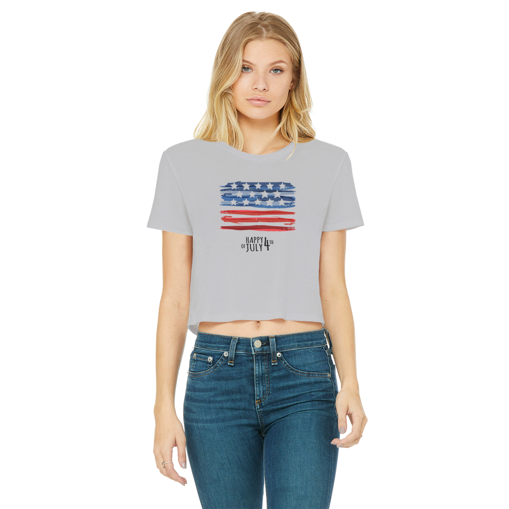 4th of July Classic Women's Cropped Raw Edge T-Shirt
