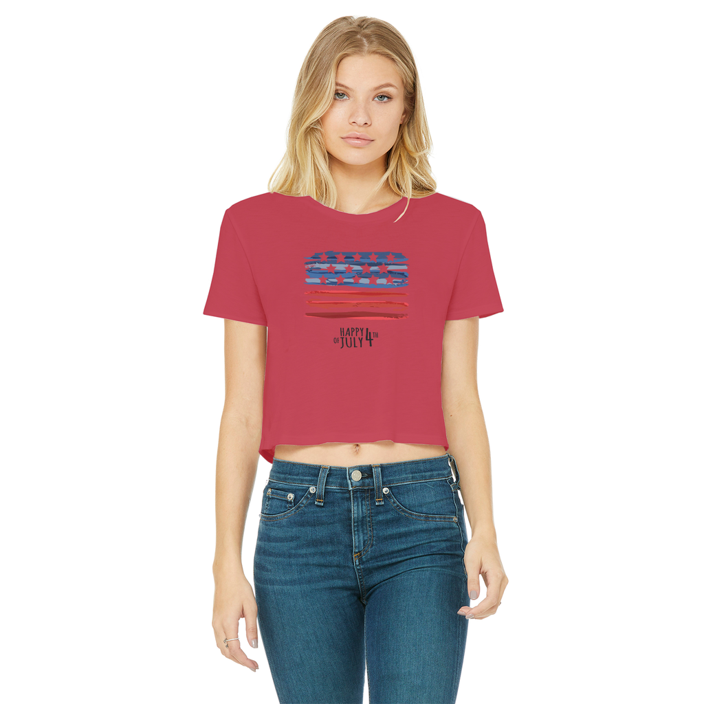 4th of July Classic Women's Cropped Raw Edge T-Shirt