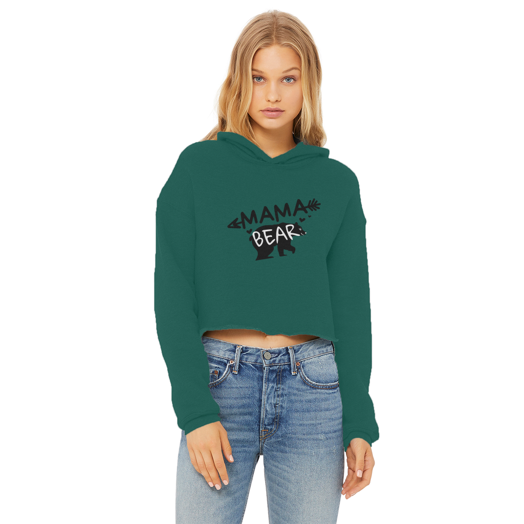 BEAR-3 Ladies Cropped Raw Edge Hoodie