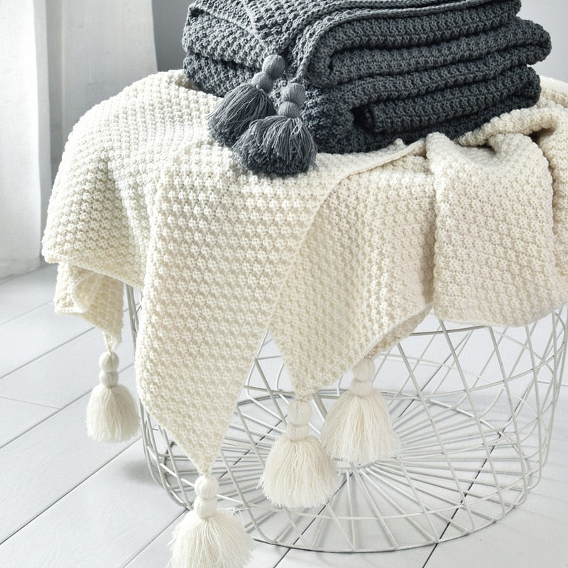 Nordic Style Knitted Blanket Keep Warm Chunky Blanket Bed Sofa Office Leisure Nap Cover Blanket Air Conditioning Tapestry