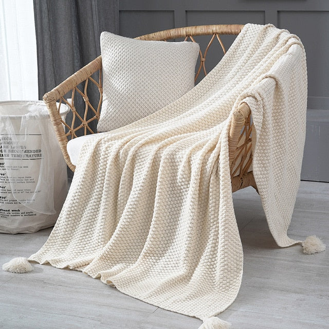 Nordic Style Knitted Blanket Keep Warm Chunky Blanket Bed Sofa Office Leisure Nap Cover Blanket Air Conditioning Tapestry